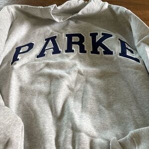 Gray Parke mockneck. Grey and Navy